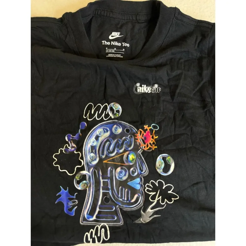 Nike Air Graphic T-Shirt Youth Medium M Black Short Sleeve NWOT Sportswear